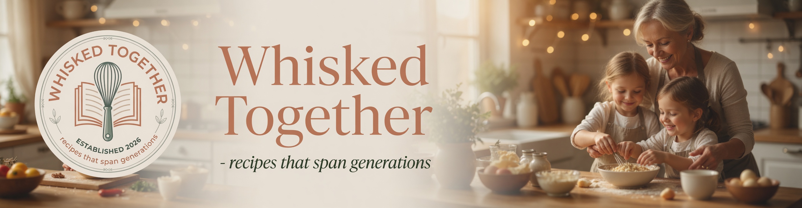 Family baking together in a warm kitchen